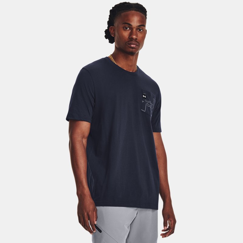 Men's  Under Armour  Elevated Core Pocket Short Sleeve Midnight Navy / Pitch Gray / Pitch Gray S